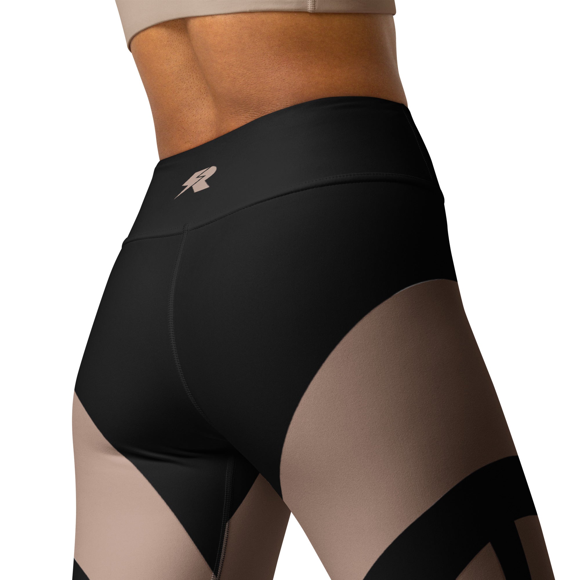 Bold Tan & Black Stripes Yoga Leggings